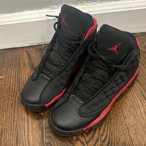 Jordan Men's Black and Red High-Top Sneakers